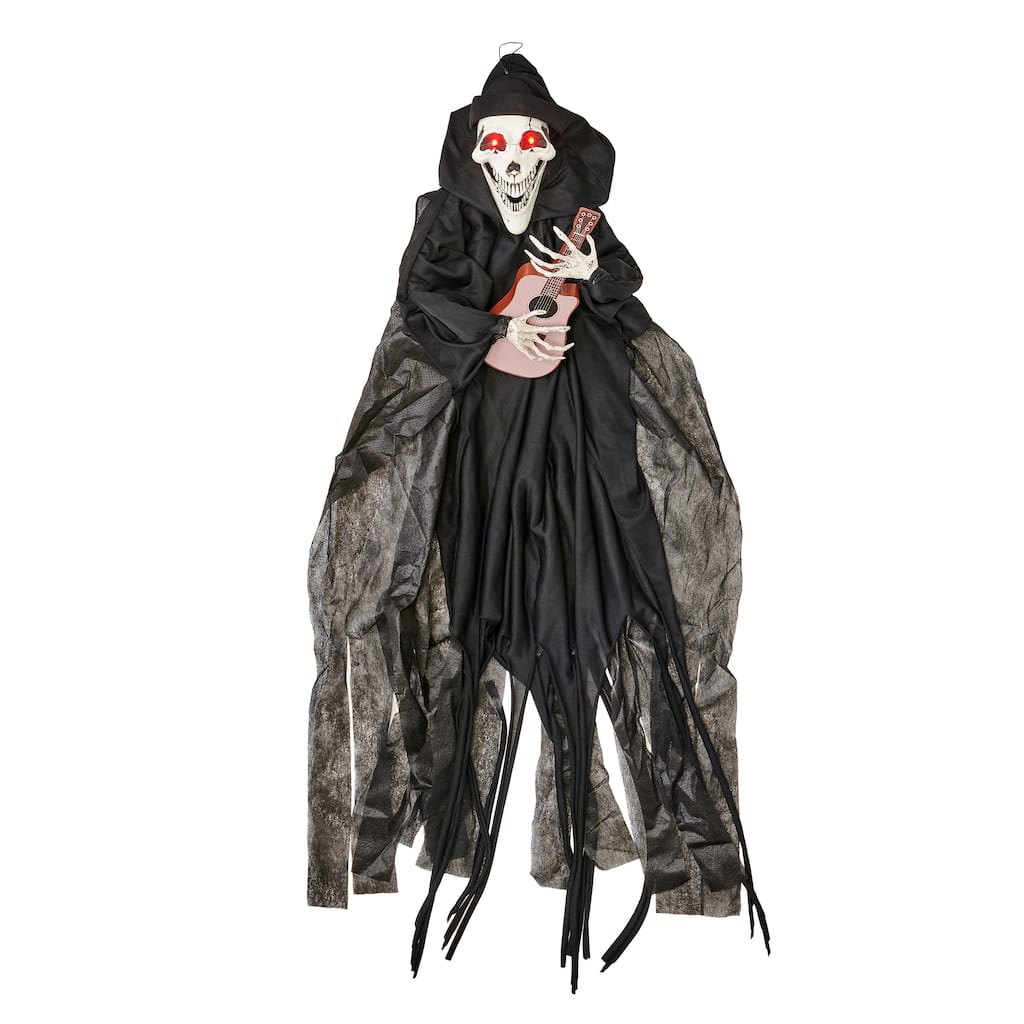 52" Animated Halloween Hanging Reaper Playing Guitar