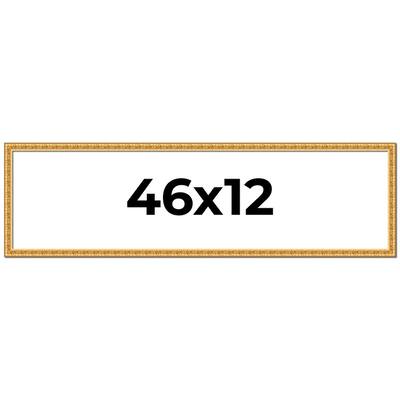 46x12 Frame Gold Real Wood Picture Frame Width 1 inches | Interior