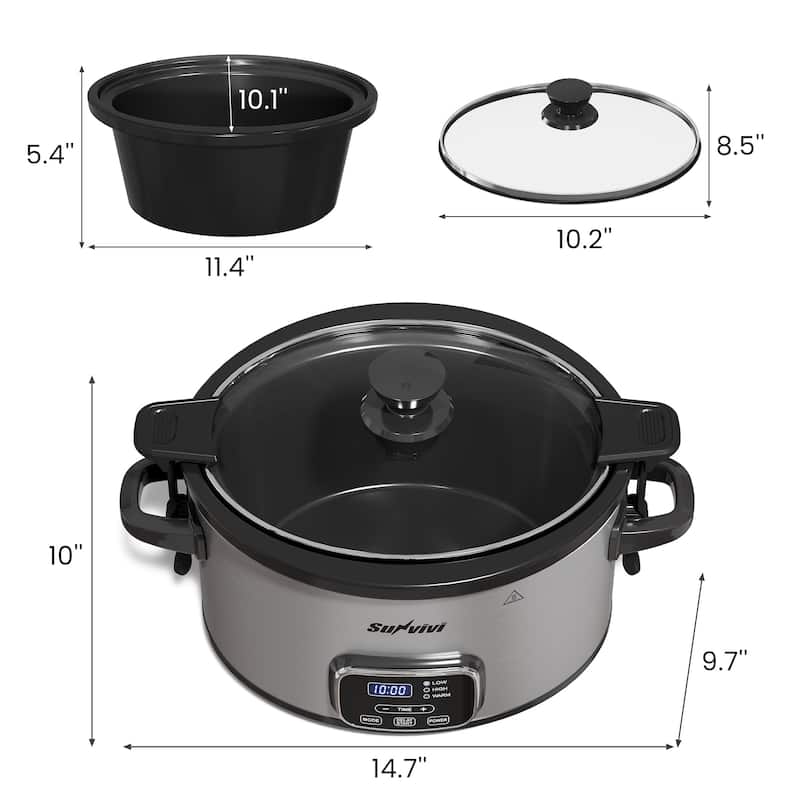 4QT Programmable Slow Cooker with Locking Lid