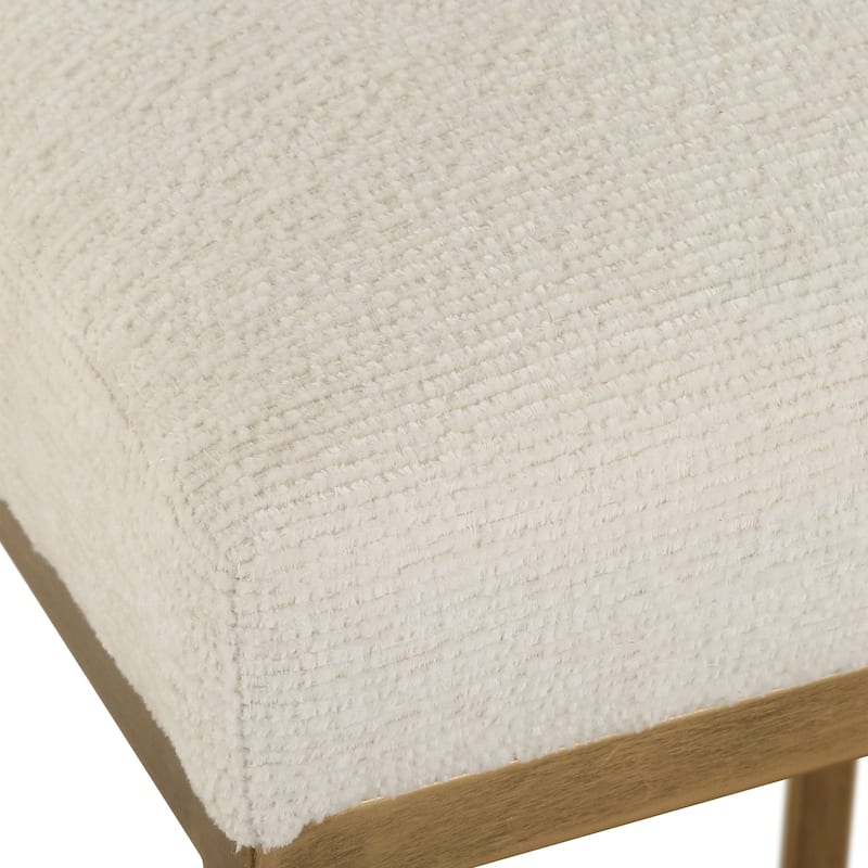 Gold Half-moon Metal Base and Cream Cushion Counter Stool