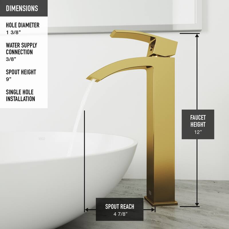 VIGO Duris 12" H Single Handle Single Hole Bathroom Vessel Faucet