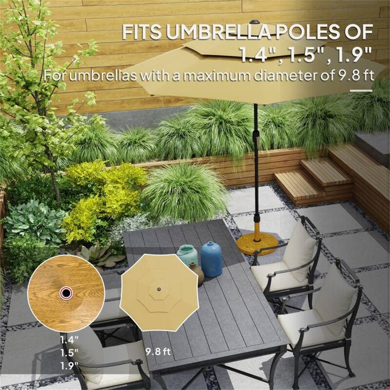 Outsunny Concrete-Filled Metal Umbrella Base, Distressed Yellow, Adjustable Pads, Supports Poles - Φ18.9" x 17.3" H