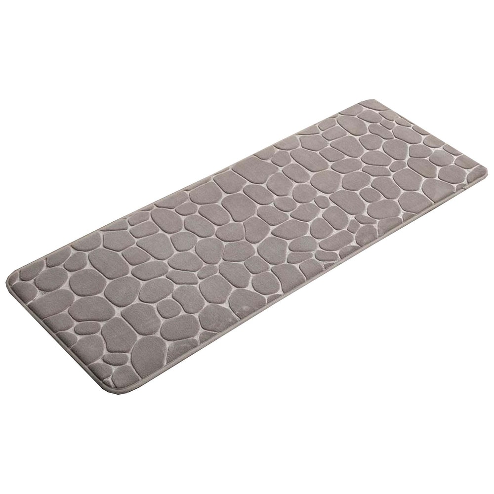 1pc Memory Foam Pebble Embossed Bath Mat, Quick-drying, Washable, Non-slip,  Thick, Soft Comfortable Shower Rug, Bathroom Accessory