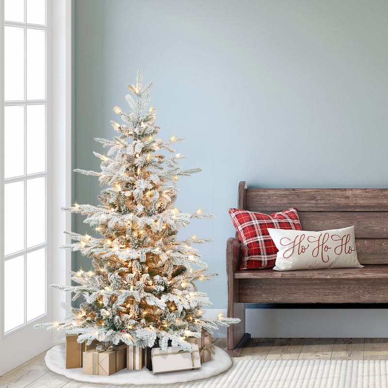 Puleo International 4.5 ft. Pre-lit Flocked Utah Fir Artificial Christmas Tree