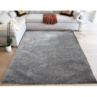 Romance Collection 1-inch Pile Large Shag Area Rug Silver Light Gray ...