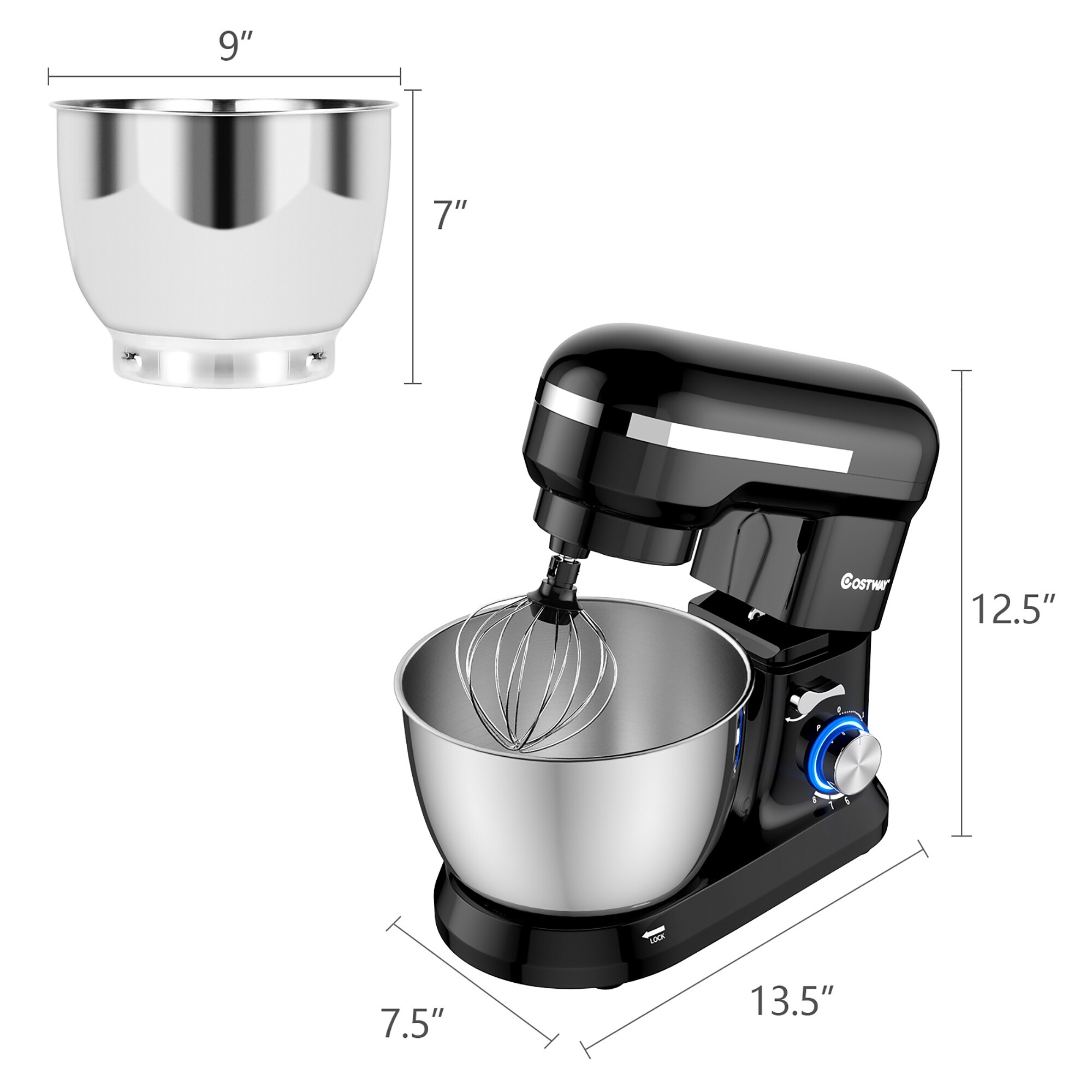 Costway 4.8 QT Stand Mixer 8-speed Electric Food Mixer w/Dough Hook -  13.5'' x 7.5'' x 12.5''(L x W x H) - On Sale - Bed Bath & Beyond - 33563313
