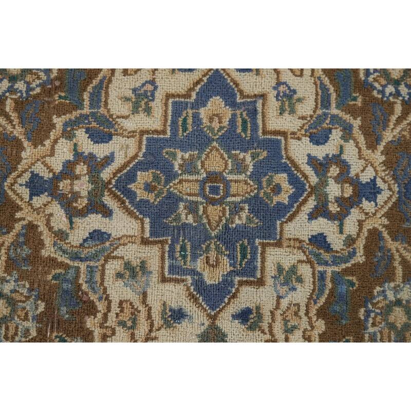 Traditional Mashad Vintage Persian Area Rug Handmade Wool Carpet - 9'7" x 12'5"