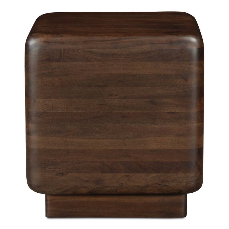 NADAAL STUDIOS Lycia Side Table, Oversized Square Shape in Solid Acacia Wood, Dark Brown