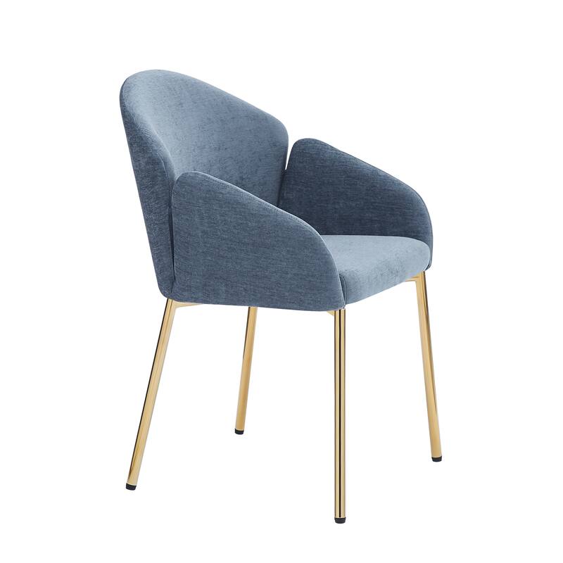 Roomfitters Upholstered Accent Armchair Set of 2, Modern Curved Design with Gold Legs