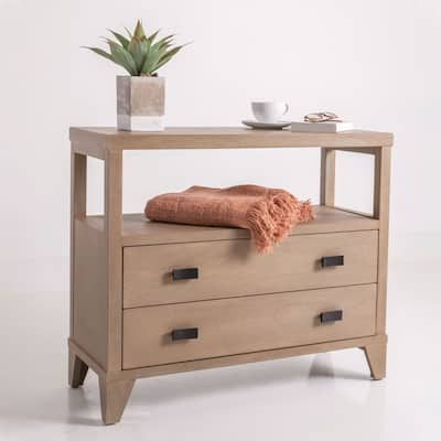 East at Main Handmade Wood 2-Drawer Side Table with Open Shelf