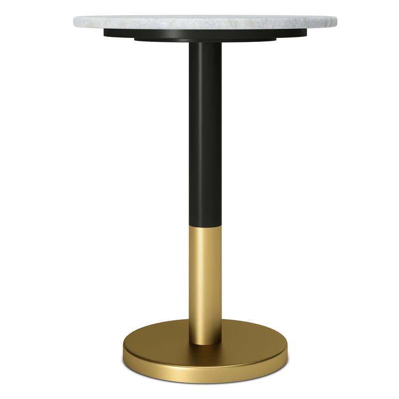 WYNDENHALL Ryan 16" Wide Modern Side Table in Genuine Marble and Iron - 15.7" d x 15.7" w x 21" h