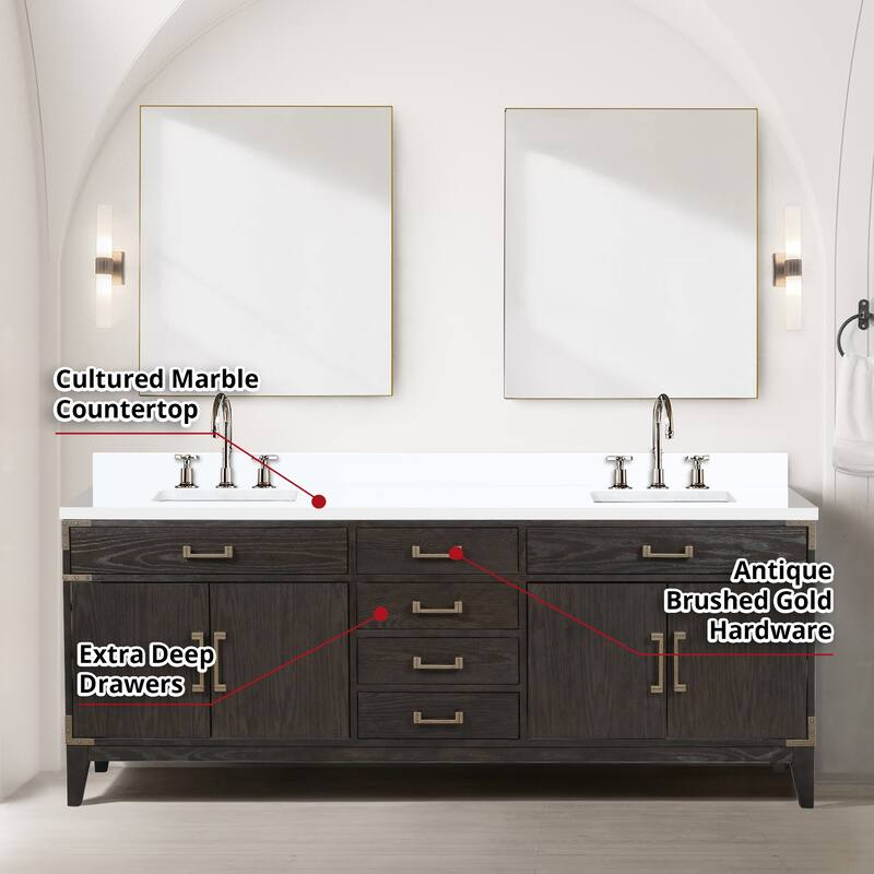 Laurel 60 in W x 22 in D Black Oak Double Bath Vanity and Cultured Marble Top