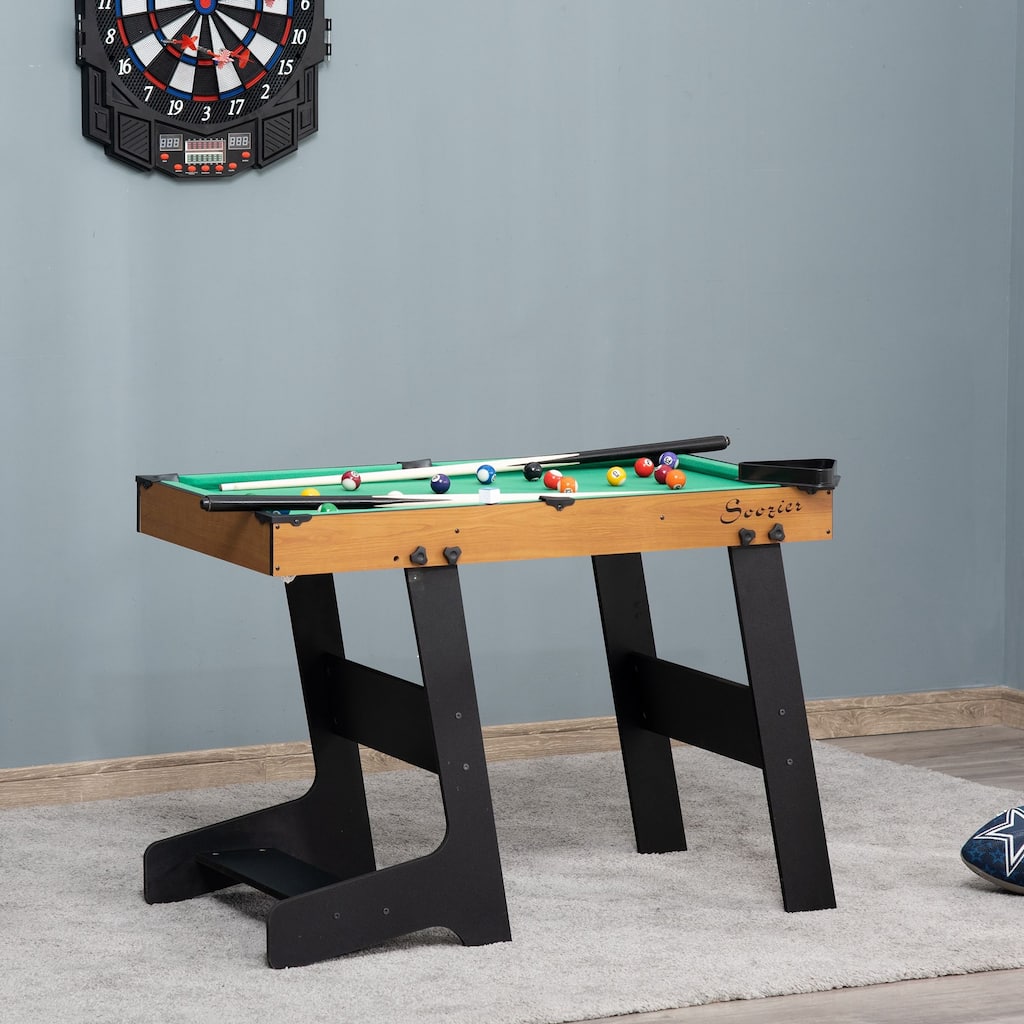 Soozier 38'' Foldable Mini Billiards Tabletop Game, Pool Table Set Fun for Whole Family Game Room Man Cave