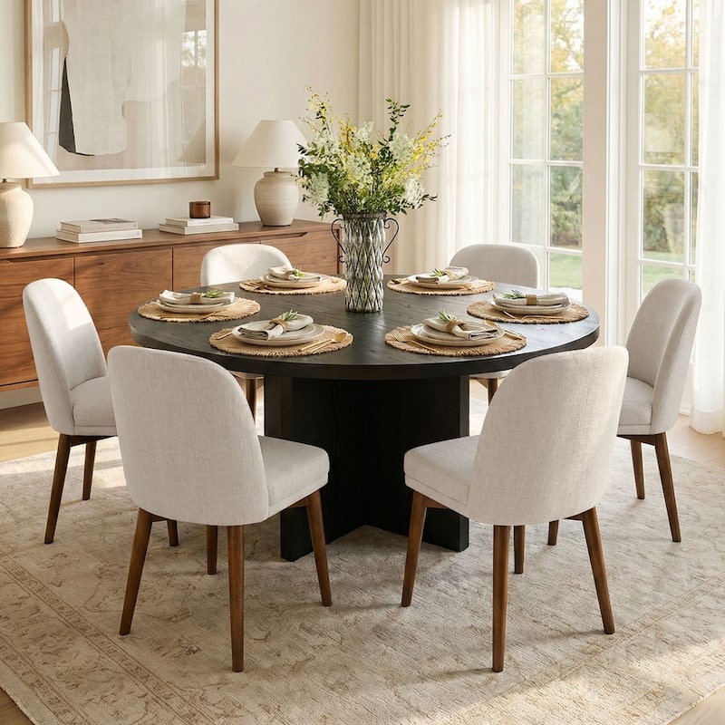 Modern Parsons Dining Chairs with Solid Wood Legs
