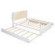 preview thumbnail 8 of 10, Queen Size Platform Bed with Rattan Headboard, Storage Drawers and Pull-Out Trundle for Extra Sleeping Space
