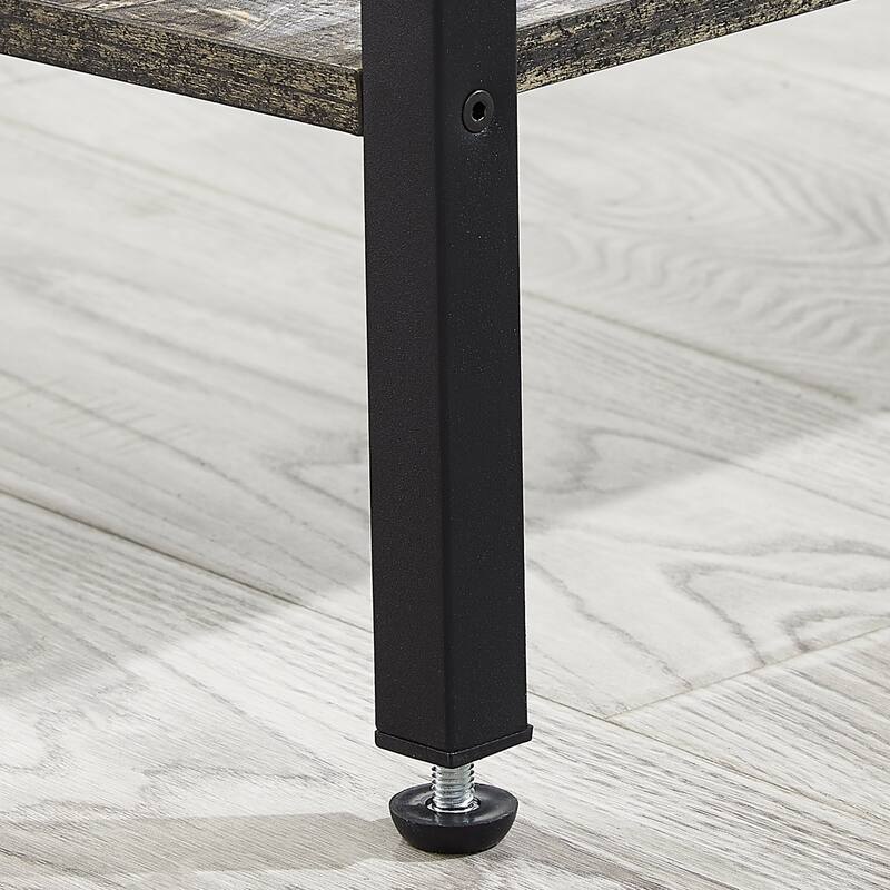 Taomika Industrial 2-Drawer Nightstand with Charging Station 2 USB/2 AC Ports & Open Shelf for Bedroom and Living Room