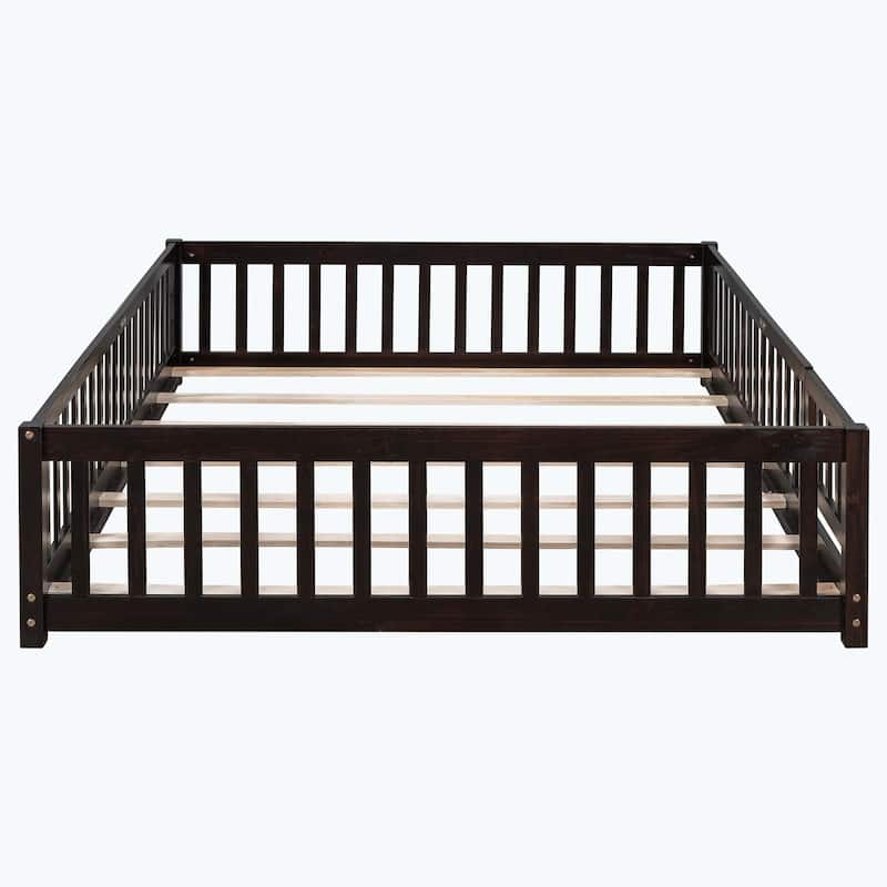 Durable Floor Platform Bed with Fence