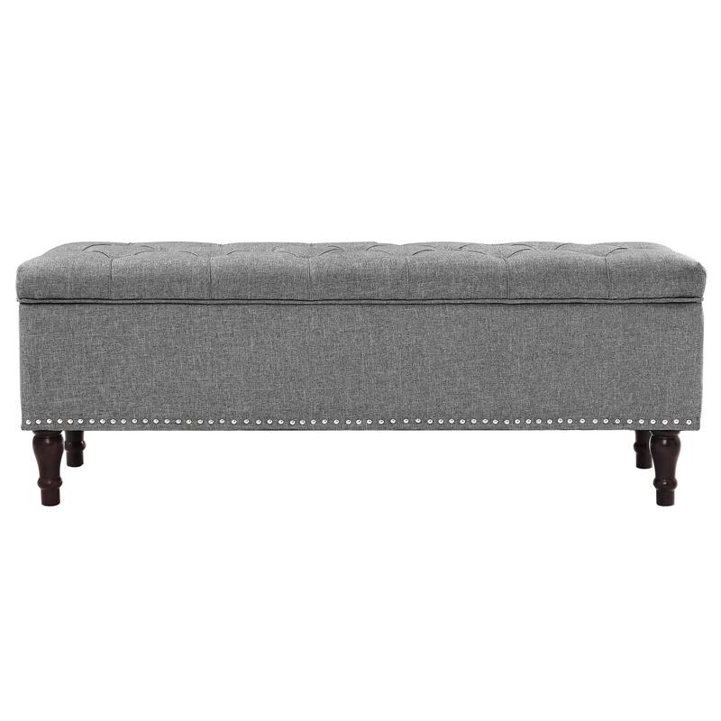 Tufted Upholstered Storage Bench Ottoman with Hidden Storage for Bedroom, or Living Room