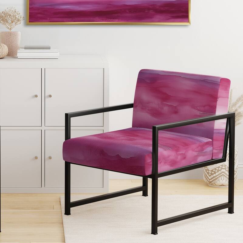 Designart "Coast Blue Sea Waves Watercolour" Upholstered Abstract Accent Chair - Modern Arm Chair For Bedroom