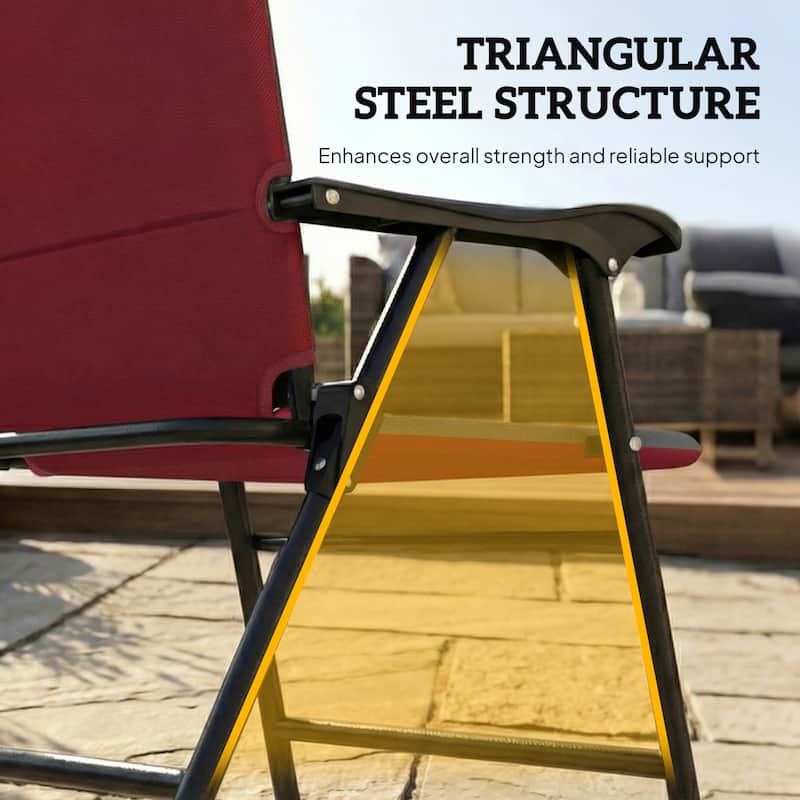 Outsunny Folding Patio Chairs Set of 2, Padded High Back Folding Lawn Chairs with Armrests, 600D Oxford Fabric