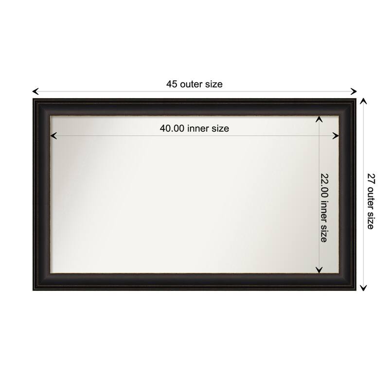 Trio Oil Rubbed Bronze Framed Non-Beveled Custom Wall Mirror, Bathroom Vanity Mirror - Outer Size: 44.5 x 26.5