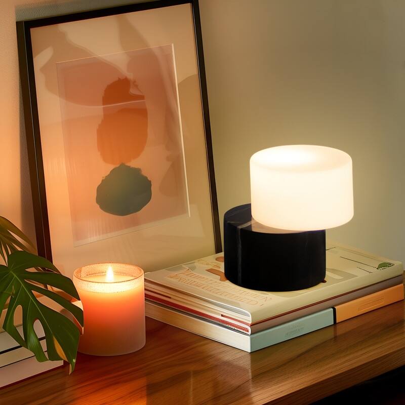 Brightech ZigZag LED Black Marble Modern Dimmable Bedside Nightstand Desk Lamp