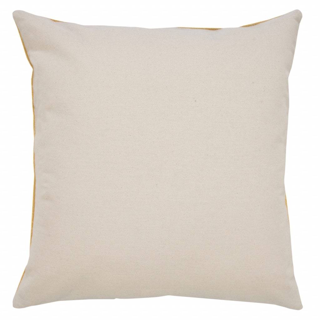 HomeRoots 20" X 20" Yellow And White 100% Cotton Striped Zippered Pillow