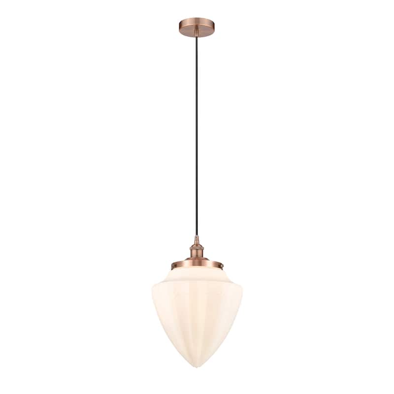 Innovations Lighting Bullet - 1 Light 12" Cord Hung Mini Pendant - Antique Copper/Matte White