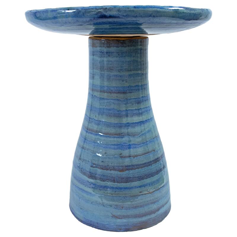 Sunnydaze Glazed Ceramic Outdoor Bird Bath - 18" - UV/Frost Resistant