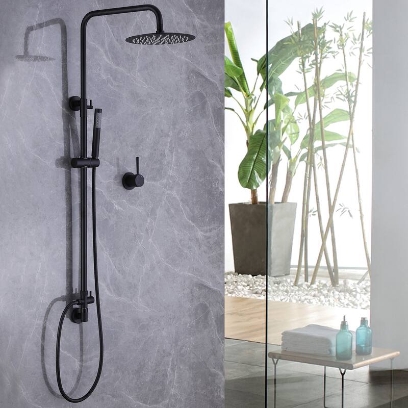 Wall Mounted Exposed Shower System with 10" Showerhead and Handheld Showerhead