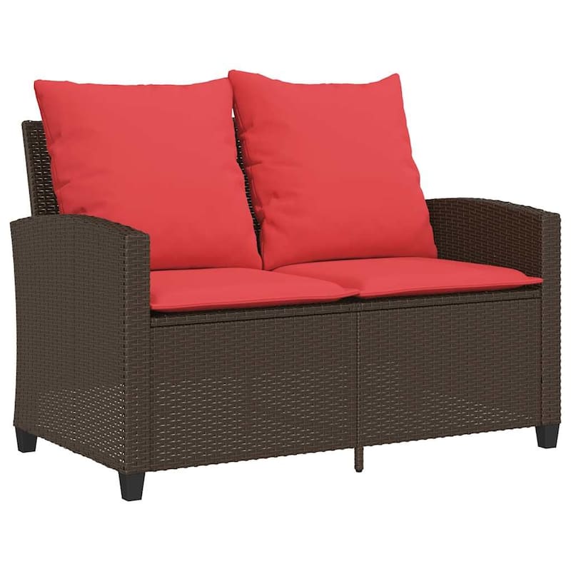 vidaXL 6 Piece Patio Sofa Set with Cushions Black/Brown/Gray Poly Rattan