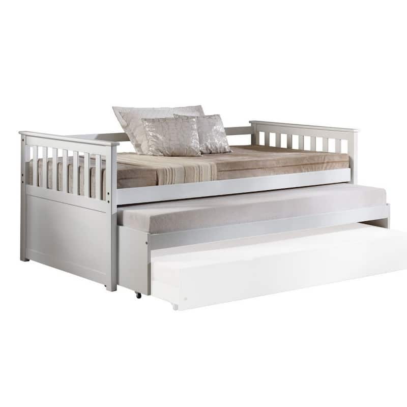 Twin Pull Out and Daybed with Slatted Side Panels, White