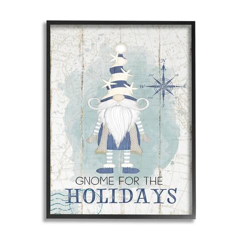 Stupell Industries Gnome For The Holidays Nautical Framed Giclee Art, Design by Jennifer Pugh