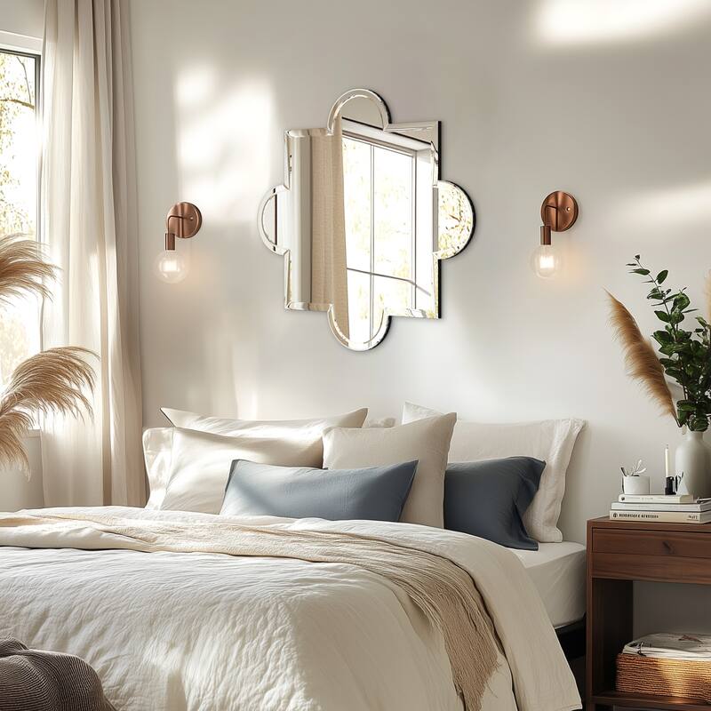Frameless Bathroom Mirror Wall Mounted Modern Stylish Design with Contemporary Bevelled Edges