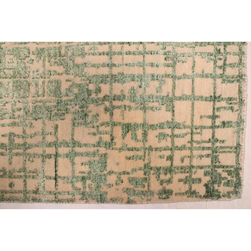 ECARPETGALLERY Hand-knotted Legacy Green Silk, Wool Rug - 2'6 x 12'3