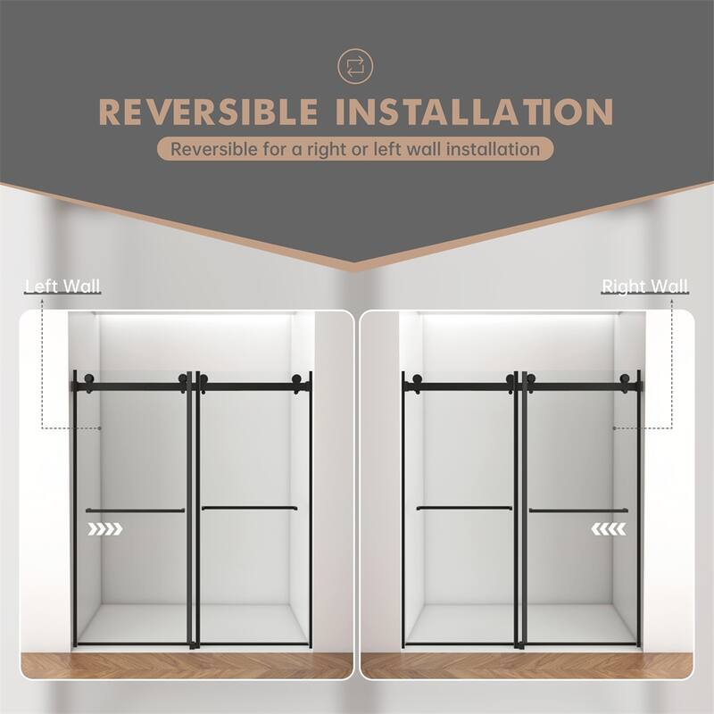 56"-60"W x 76"H Frameless Shower Door,Double Sliding Shower Door