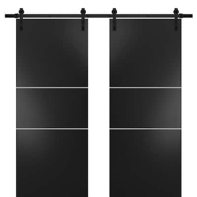 Sturdy Double Barn Door 36 x 80 with Planum 0110 Matte Black with 13FT