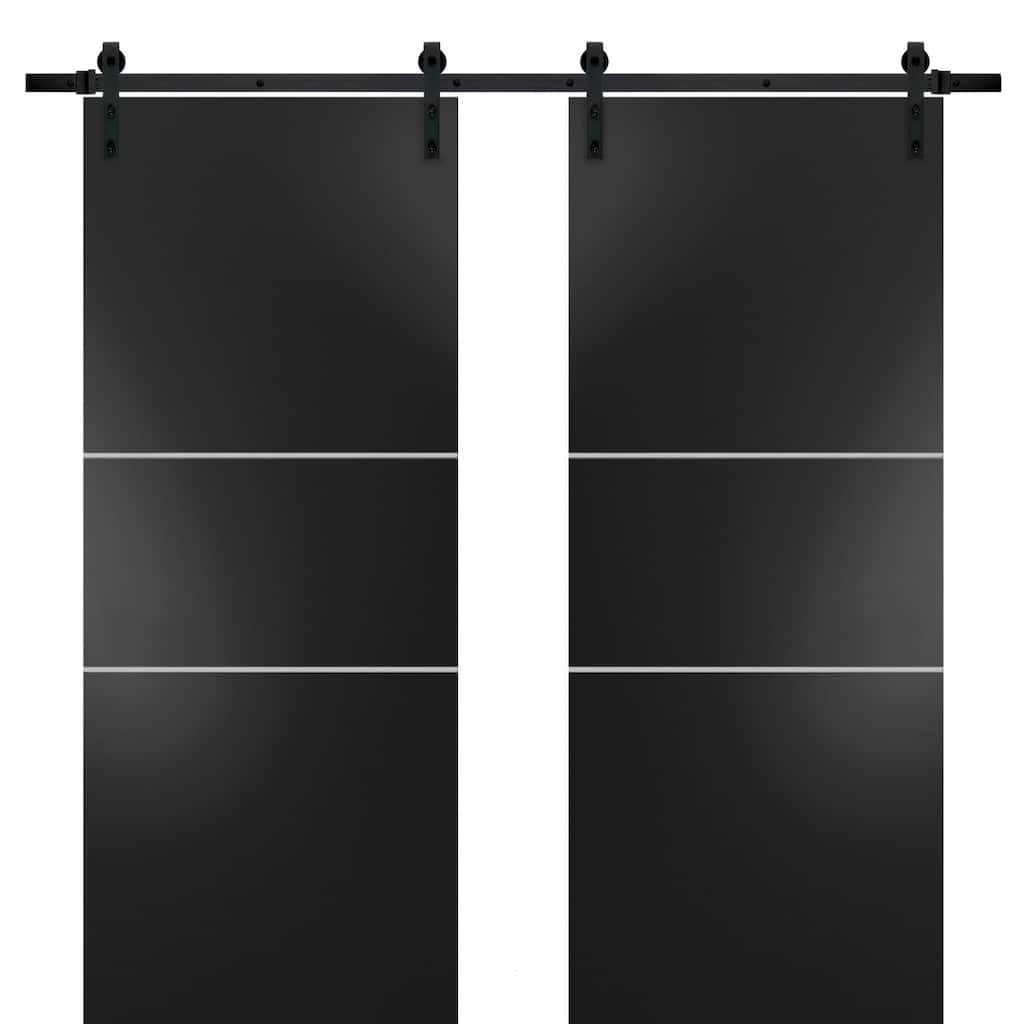 Sturdy Double Barn Door 36 x 80 with Planum 0110 Matte Black with 13FT