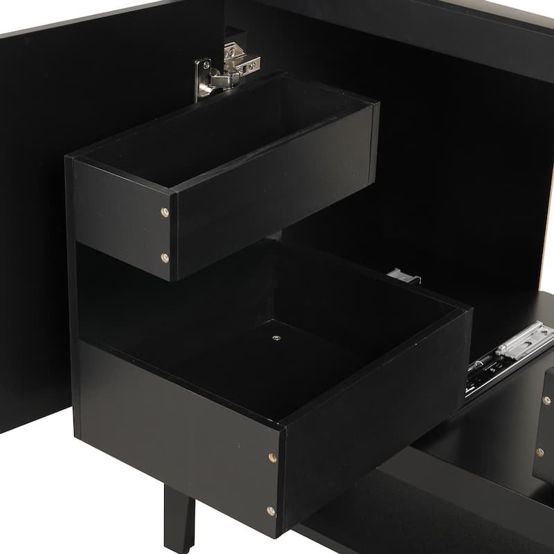 Stylish Bathroom Vanity Cabinet with Built-in 2 Drawers and Open Shelf