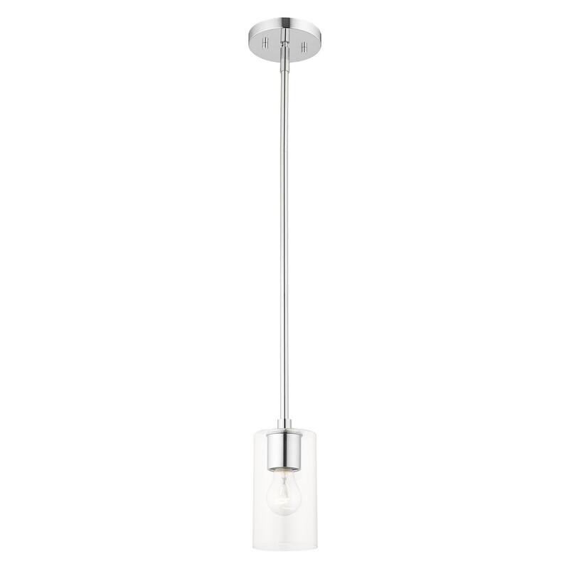 Livex Lighting 1 Light Mini Pendant, 45477-05 - 5" Dia x 16.25" - 46.25" Adj. H
