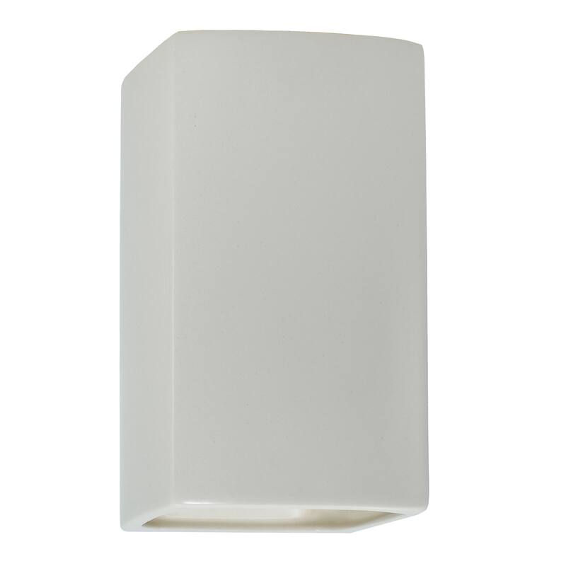 Justice Design Ambiance - Large Rectangle Wall Sconce - Open Top & Bottom - Replaceable Bulb - Matte White