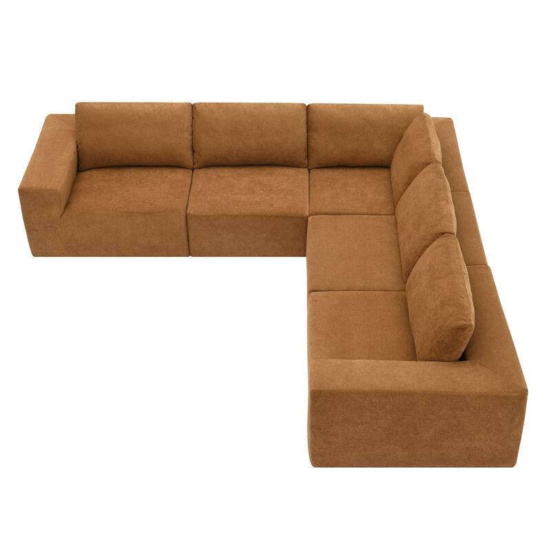147" Fabric Modular Sectional Sofa with No Assembly, Wide Seats & Cloud Comfort