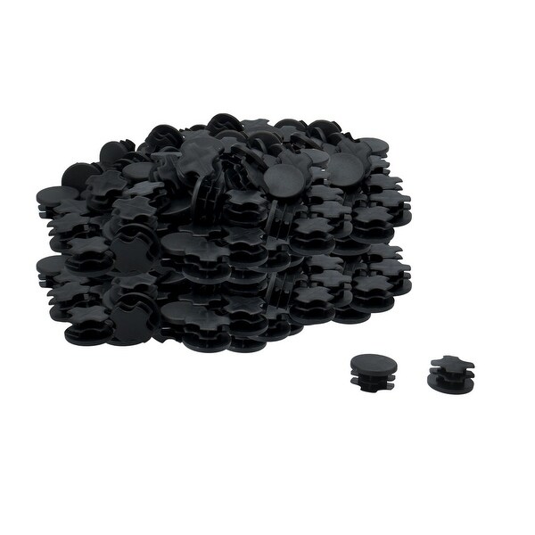 105pcs 7/8" 22mm OD Plastic Round Tube Inserts Ribbed Cover Caps Black Floor Table Protector, 0.75"-0.83" Inner Dia