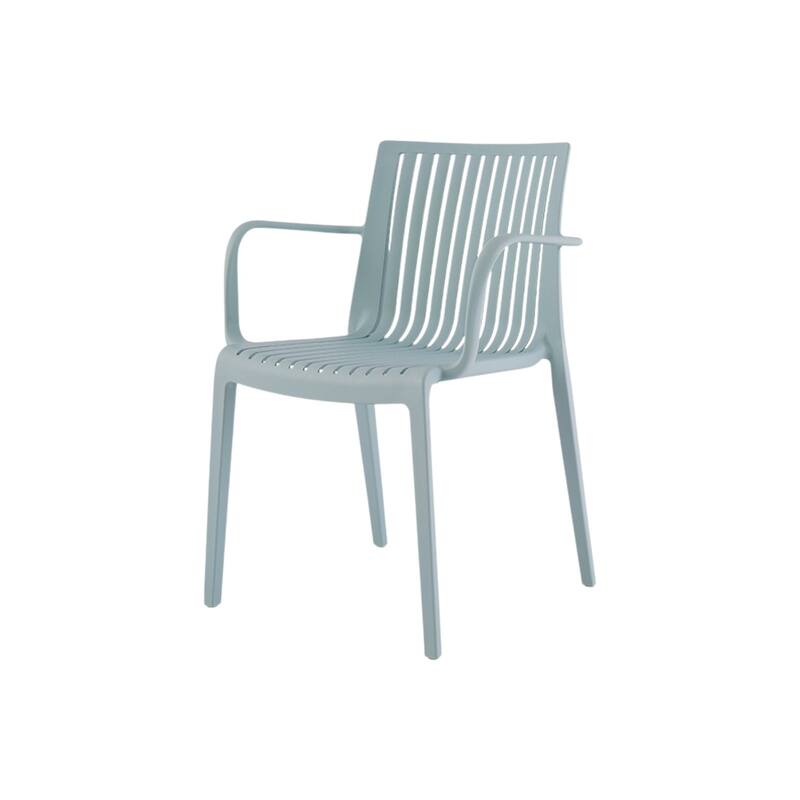 HomeRoots Set of Two Baby Blue Heavy Duty Plastic Outdoor Stacking Arm Chairs