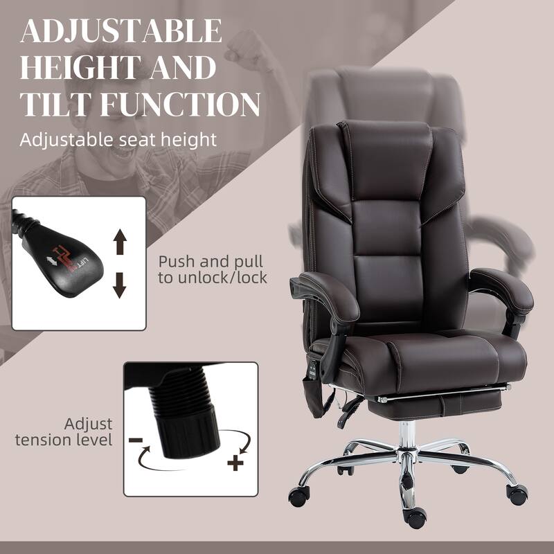 Massage Office Chair with Lumbar Heating, 6 Vibration Points, Footrest & Adjustable Height