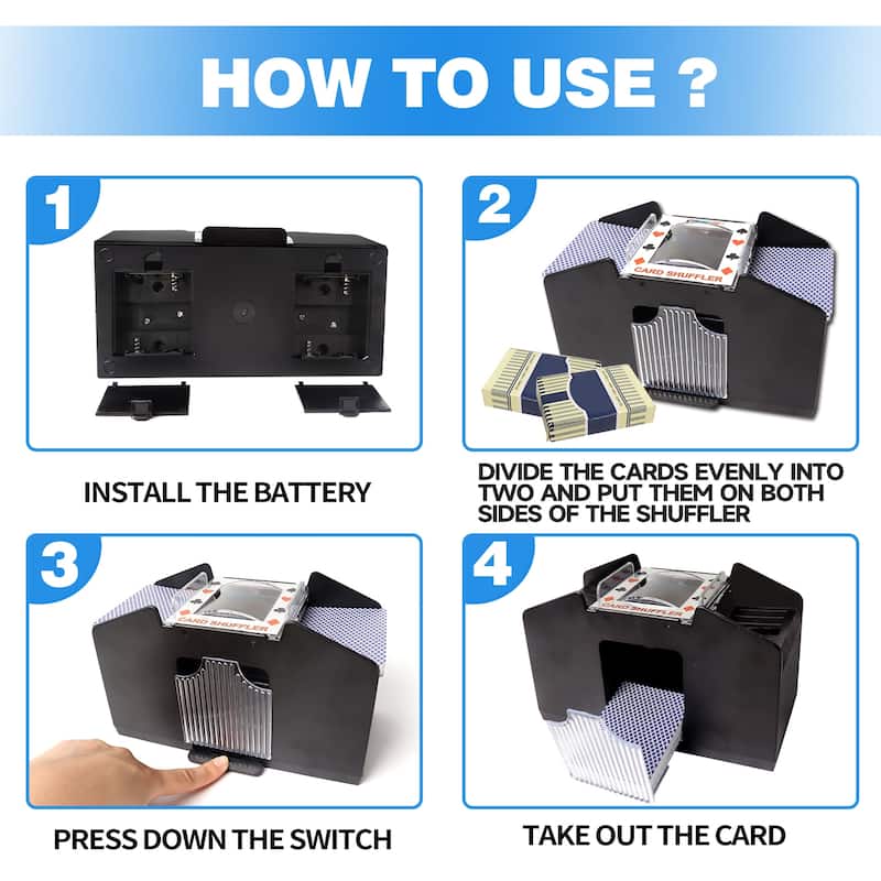 GSE™ 4Deck Casino Automatic Card Shuffler, AC/DCPower/Battery
