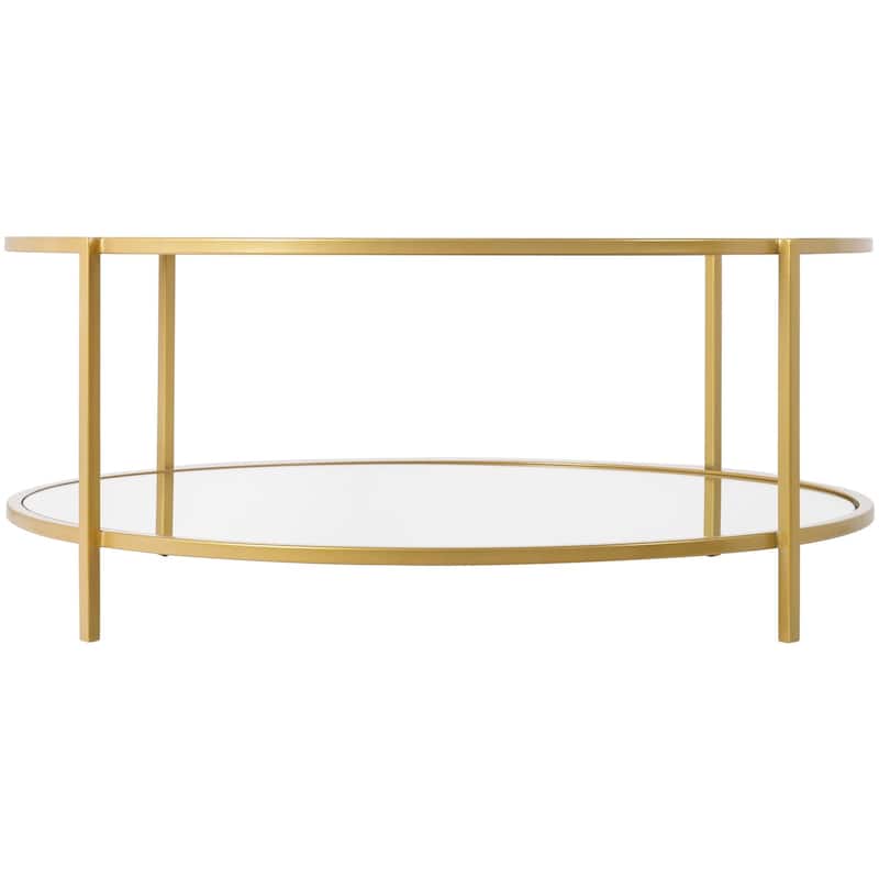 Alecsis Glass Round Coffee Table - 14"H x 36"W x 36"D
