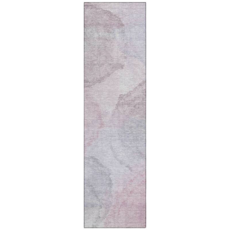 Machine Washable Indoor/ Outdoor Abstract Muted Chantille Rug