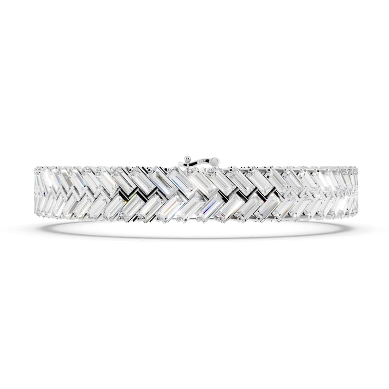 Auriya 14K Gold Lab Grown Baguette Chevron Tennis Bracelet 11 1/10 ct. tw. (F-G VS) - N/A