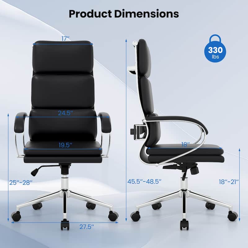 Gymax Ergonomic Leather Office Chair Executive Chair w/ Adjustable